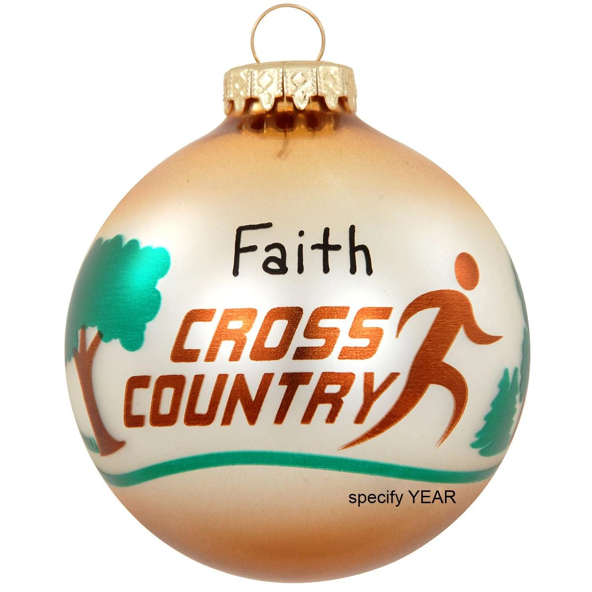 Personalized Round Cross Country Glass Ornament 3 Personalized Round Cross Country Glass Ornament