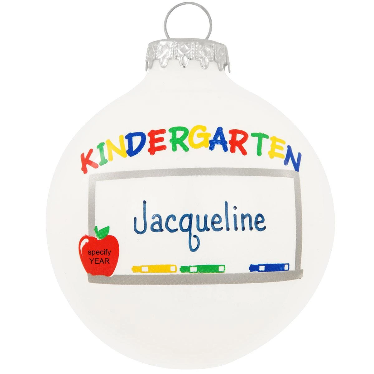 Personalized Kindergarten Whiteboard Glass Ornament 3 Personalized Kindergarten Whiteboard Glass Ornament