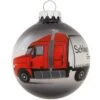 Personalized Semi Truck And Trailer Round Glass Ornament