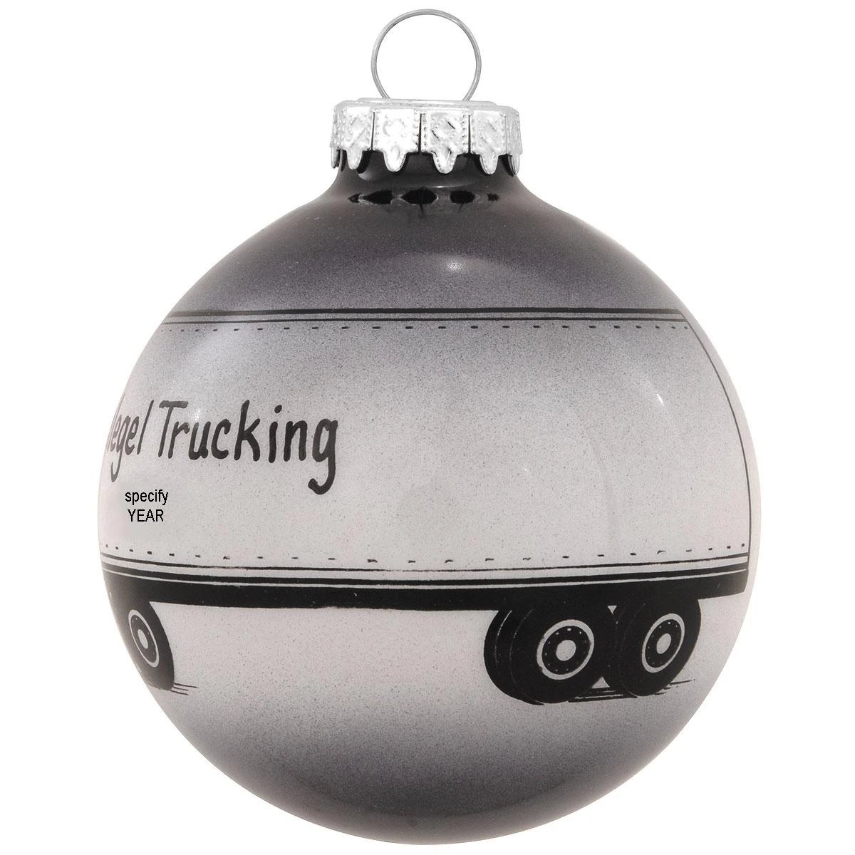 Personalized Semi Truck And Trailer Round Glass Ornament 4 Personalized Semi Truck And Trailer Round Glass Ornament - Image 2