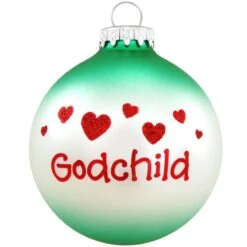 Personalized Godchild With Hearts Glass Ornament -Holiday Decoration Store 1175484 web 2