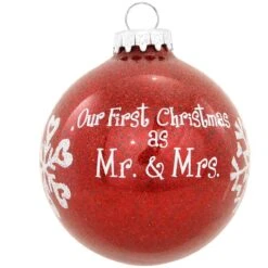 Personalized First Christmas As Mr And Mrs Red Sparkle Ornament -Holiday Decoration Store 1175487 web 2