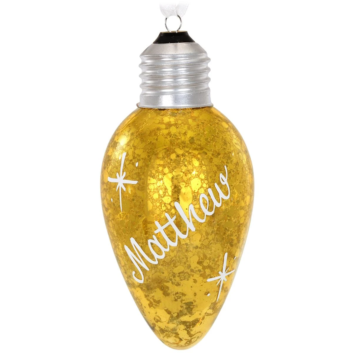 Personalized Gold Light Bulb Glass Ornament 3 Personalized Gold Light Bulb Glass Ornament