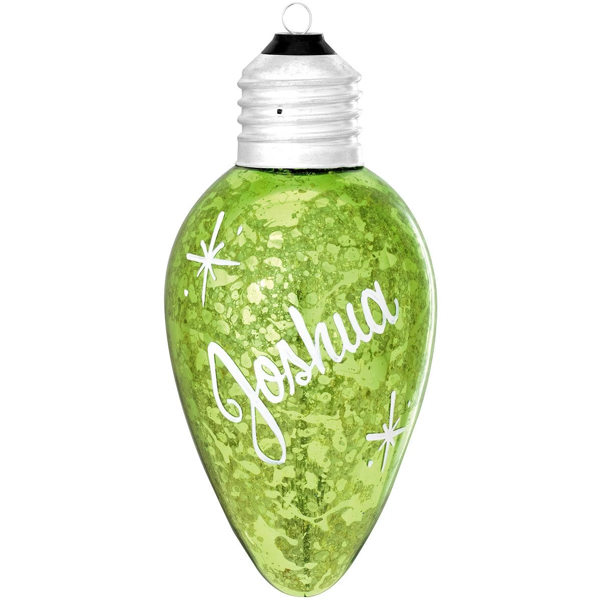 Personalized Green Light Bulb Glass Ornament 3 Personalized Green Light Bulb Glass Ornament