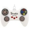 Personalized White Video Game Controller Glass Ornament