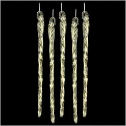 Set Of 24 Glow In The Dark Spun Glass Icicle Ornaments