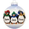 Personalized Penguin Family Of 3 Glass Sparkle Ornament -Holiday Decoration Store 1178752 web 1.default