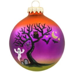 Personalized Halloween Tree Scene Glass Ornament -Holiday Decoration Store 1180152 web 2
