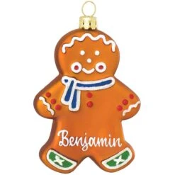 Personalized Gingerbread Boy Glass Ornament