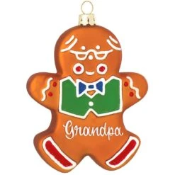 Personalized Gingerbread Grandpa Glass Ornament