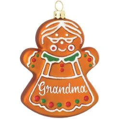 Personalized Gingerbread Grandma Glass Ornament