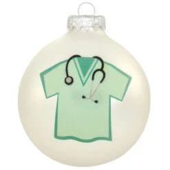 Personalized Medical Scrubs Shirt Glass Ornament