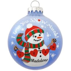 Personalized I Love You Snow Much Sparkle Glass Ornament