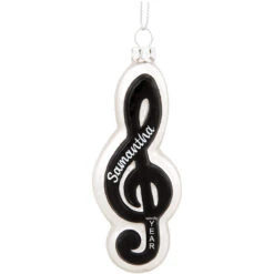 Personalized Treble Clef Glass Ornament