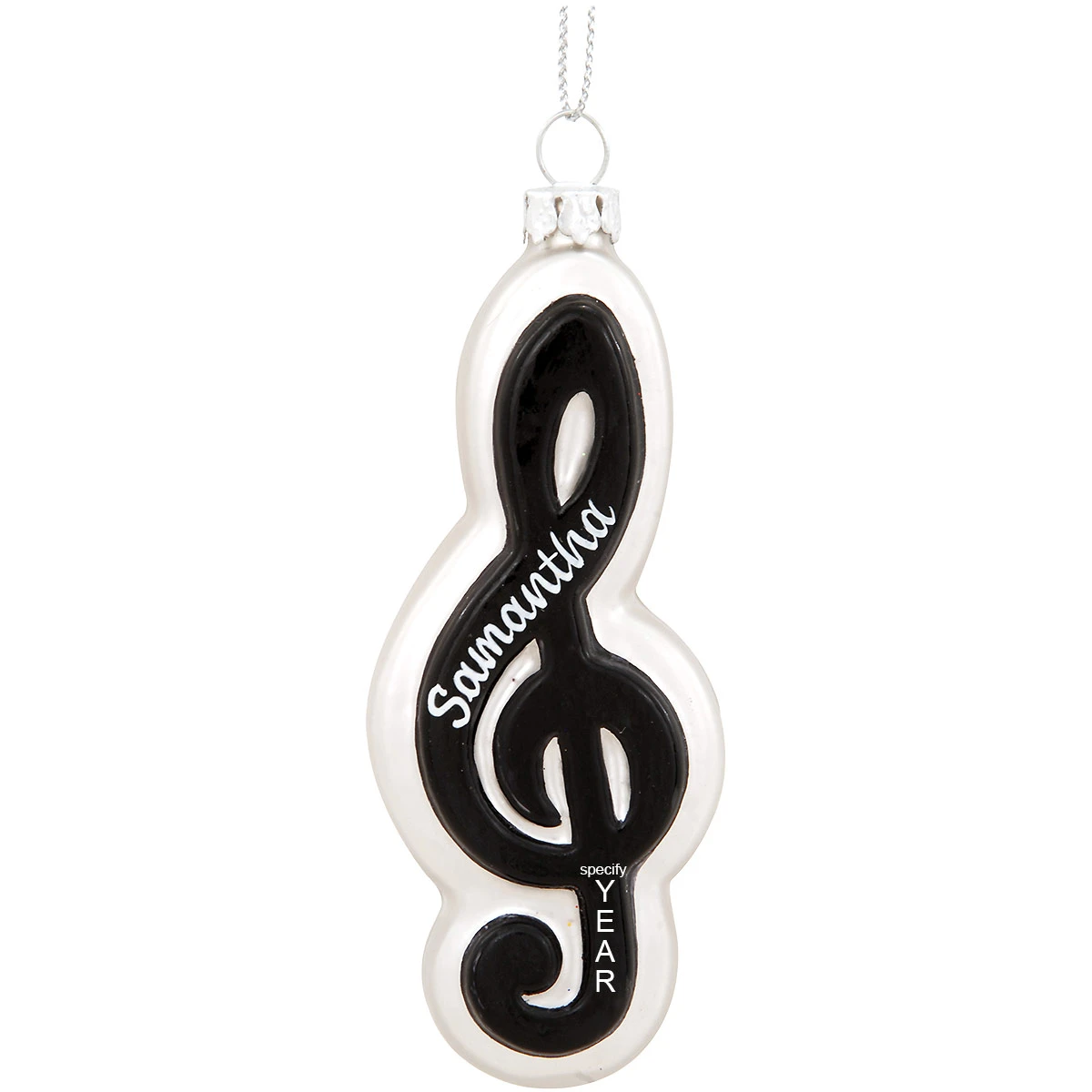 Personalized Treble Clef Glass Ornament 3 Personalized Treble Clef Glass Ornament