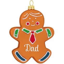 Personalized Gingerbread Dad Glass Ornament