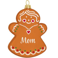 Personalized Gingerbread Mom Glass Ornament