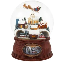 Village With Santa Musical Glitter Dome