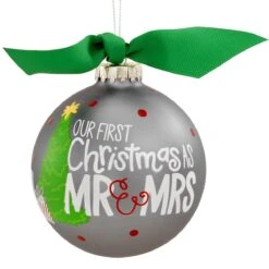 Our First Christmas As Mr And Mrs 4 Inch Glass Ornament