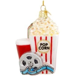 Popcorn And Movie Glass Ornament