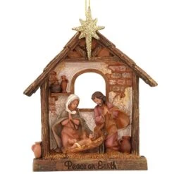 Fontanini Holy Family In Stable Ornament
