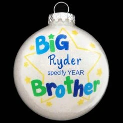 Personalized Big Brother Glass Sparkle Ornament
