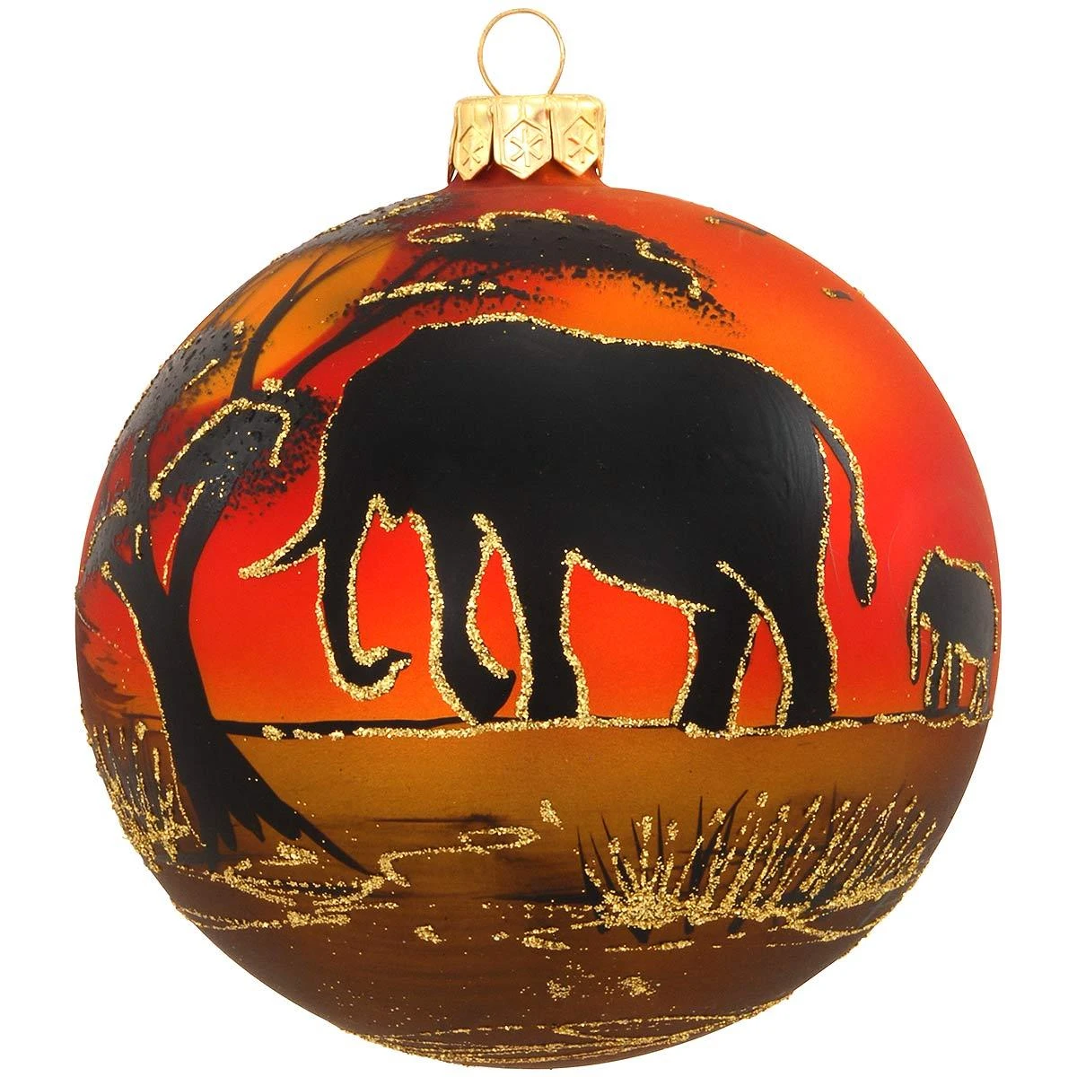 Elephant Silhouette Glass Ornament 3 Elephant Silhouette Glass Ornament