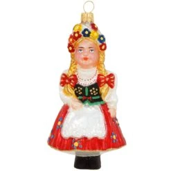 Traditional Polish Girl Glass Ornament