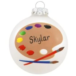 Personalized Artist Palette Glass Ornament