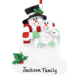 Personalized New Family Snowman Ornament