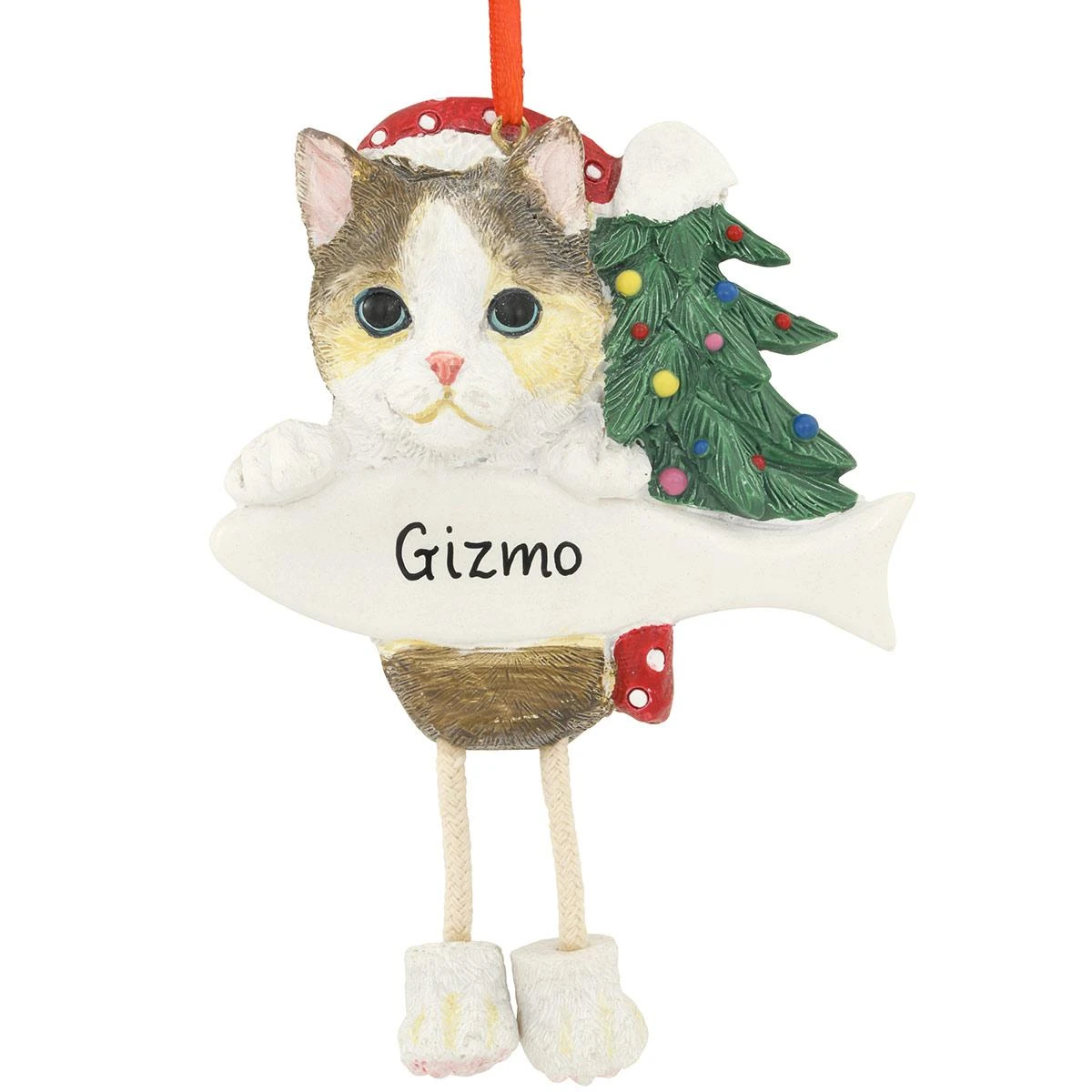 Personalized Calico Cat Ornament With Dangling Legs 3 Personalized Calico Cat Ornament With Dangling Legs