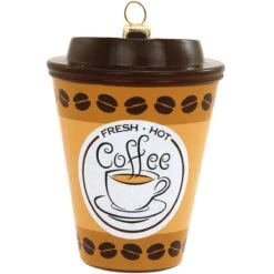 Coffee Cup With Lid Glass Ornament