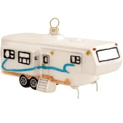 Fifth Wheel Camper Glass Ornament