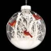 Cardinal Scene With White Tree Glass Ornament