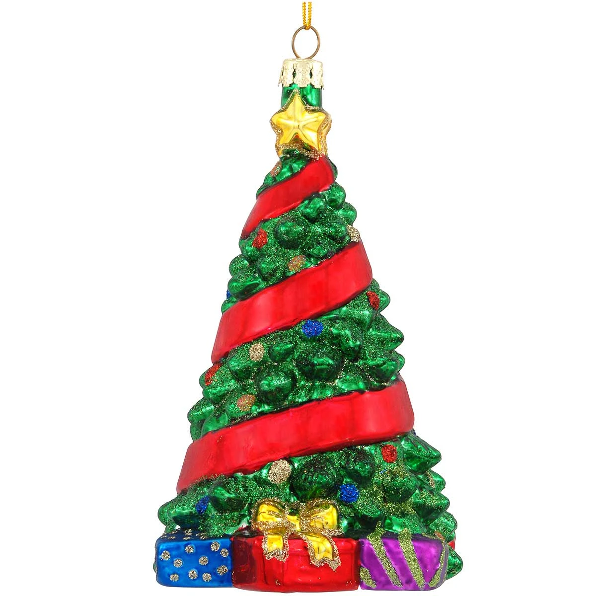 Personalized Christmas Tree With Red Ribbon Glass Ornament 4 Personalized Christmas Tree With Red Ribbon Glass Ornament - Image 2