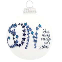 Son Reach For The Stars Heart Gifts Glass Ornament