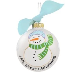 My First Christmas With Snowman Boy Glass Ornament