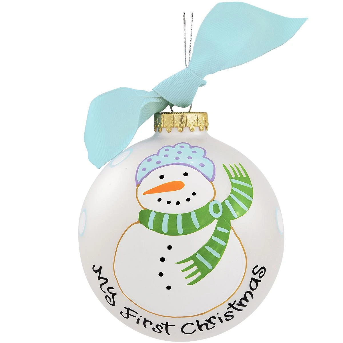 My First Christmas With Snowman Boy Glass Ornament 3 My First Christmas With Snowman Boy Glass Ornament