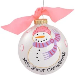 My First Christmas With Snowman Girl Glass Ornament