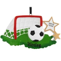 Personalized Soccer Ball With Net And Stars Ornament