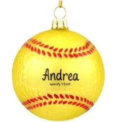 Personalized Softball Form Glass Ornament