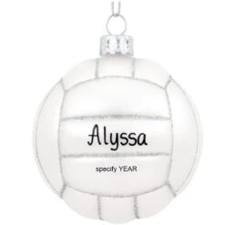 Personalized Volleyball Form Glass Ornament