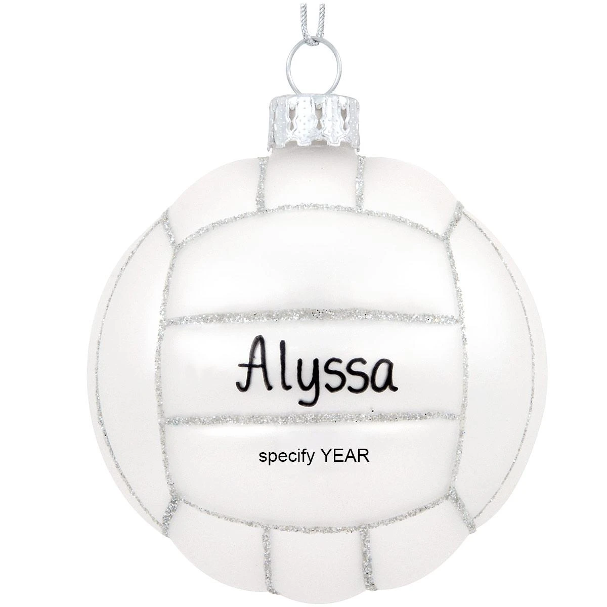 Personalized Volleyball Form Glass Ornament 3 Personalized Volleyball Form Glass Ornament