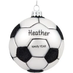 Personalized Soccer Ball Glass Form Ornament
