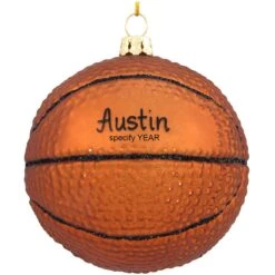 Personalized Basketball Form Glass Ornament