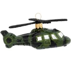 Camouflage Helicopter Glass Ornament