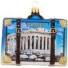 Greece Travel Suitcase Glass Ornament