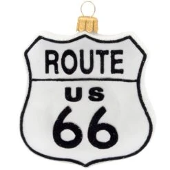Route 66 Sign Glass Ornament