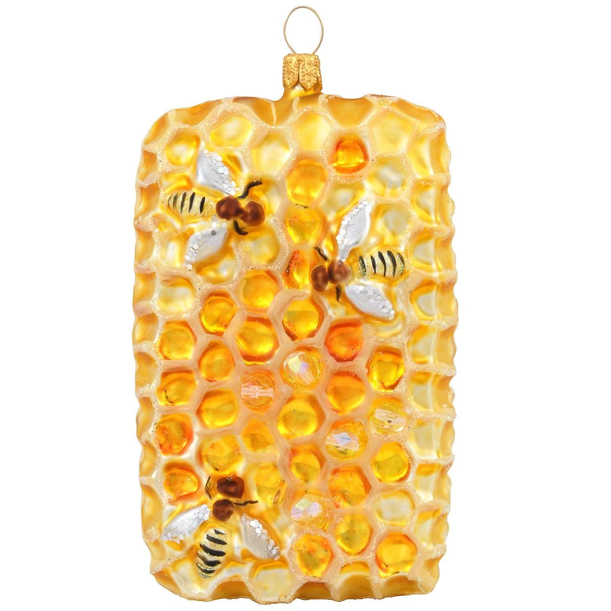 Honeycomb With Bees Glass Ornament 3 Honeycomb With Bees Glass Ornament