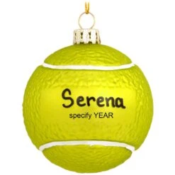 Personalized Tennis Ball Glass Form Ornament